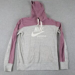 Nike Hoodie Womens Small Sportswear Lightweight Pullover Knit Logo Long Sleeve